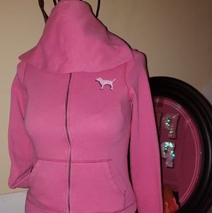 Pink full zip bling hoodie